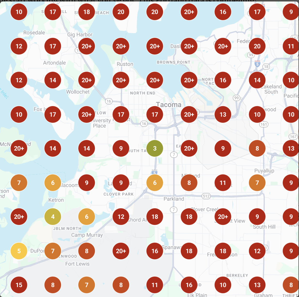 Local rankings before - mostly not ranking (20+)
